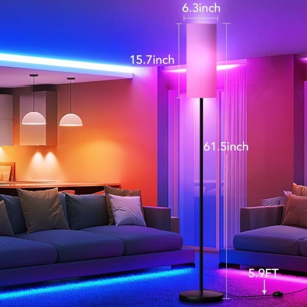 PARTPHONER Floor Lamps for Living Room with Matter Smart LED Light Bulb Work with Google Home/Alexa/Apple Home/SmartThings/Siri, Modern Standing Lamp Color Changing Light Bulb, Smart Home Integration - Image 7
