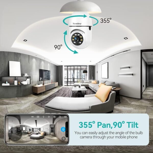 2K/3MP Light Bulb Security Camera, 5G& 2.4GHz WiFi Alexa E27 360° Light Socket Camera for Outdoor, Wireless WiFi Home IP Camera with Motion Tracking Alarm, Color Night Vision,Two-Way Talk. - Image 5
