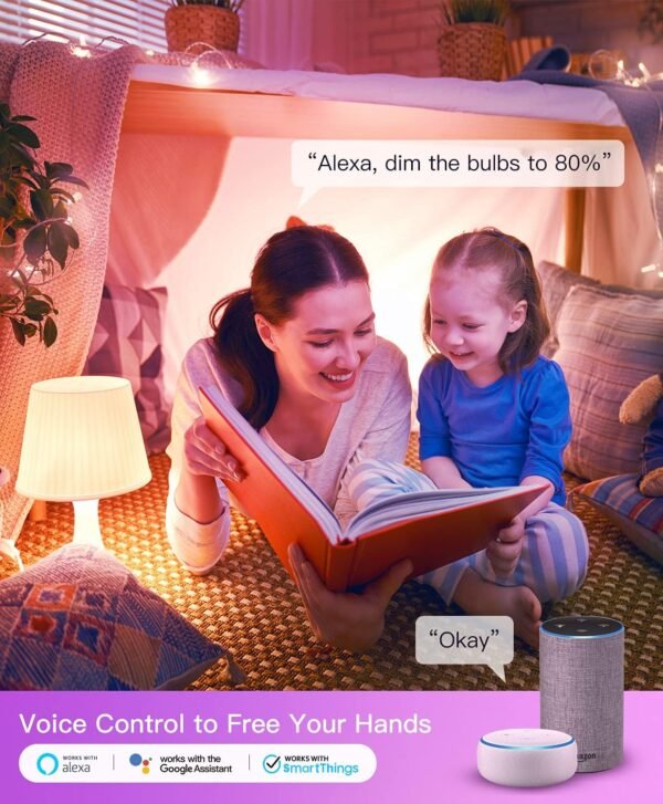 TREATLIFE Smart Light Bulbs 4 Pack, UL Certified 2.4GHz Color Changing Light Bulb, Works with Alexa Google Home, A19 E26 Dimmable LED Light Bulb 9W 800 Lumen for Party Decoration, Smart Home Lighting - Image 3