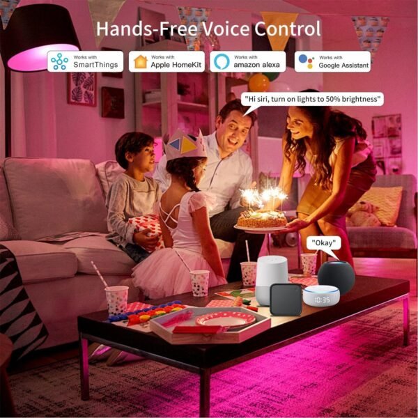 Matter Smart RGBTW WiFi LED Bulb,HomeKit Light Bulb Color Changing, Music Sync with Chirstmas Party, 60W, E26 Base, Works with Siri/Alexa/Google Home, 1 Pack - Image 6