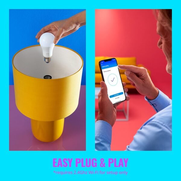 WiZ 40W B12 Color LED Smart Candle-Shaped Bulb - Pack of 1 - E26- Indoor - Connects to Your Existing Wi-Fi - Control with Voice or App + Activate with Motion - Matter Compatible - Image 3
