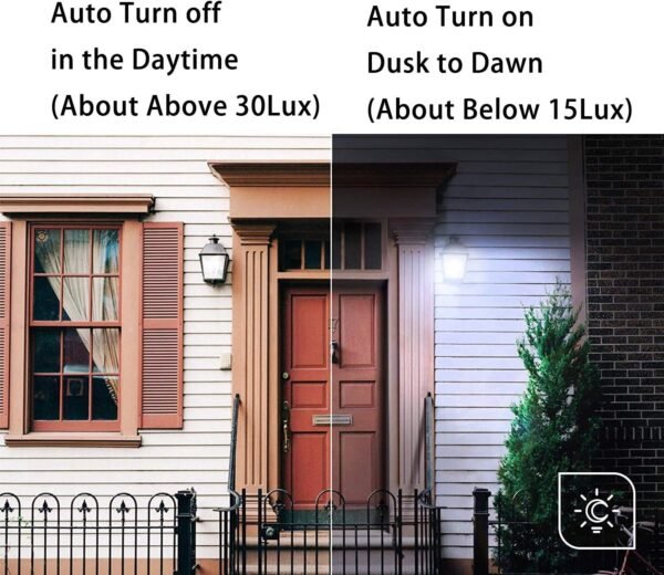 Aukora Dusk to Dawn Light Bulb, 12W (100-Watt Equivalent) Smart Sensor Light Bulbs Super Bright E26 Automatic On/Off Security Lights Outdoor/Indoor for Porch Garage Garden Patio(Cool White 2 Pack) - Image 2