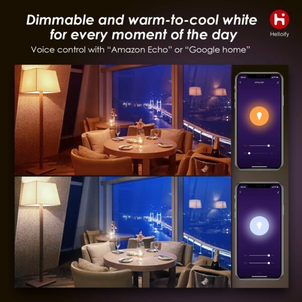 Edison ST19(ST64) WiFi LED Smart Bulb, Filament Vintage Style, Tunable White Changing, Compatible with Alexa Google Home (No Hub), E26, 2700K-6500K, 2Pack, Daylight White, 5watt - Image 4