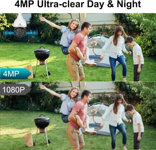 SYMYNELEC Light Bulb Security Camera Outdoor Waterproof 2.5K, 2.4GHz Wireless WiFi Light Socket Security Cam with AI Human Motion Detection Tracking Color Night Vision Works with Alexa Google (2 PCS) - Image 5