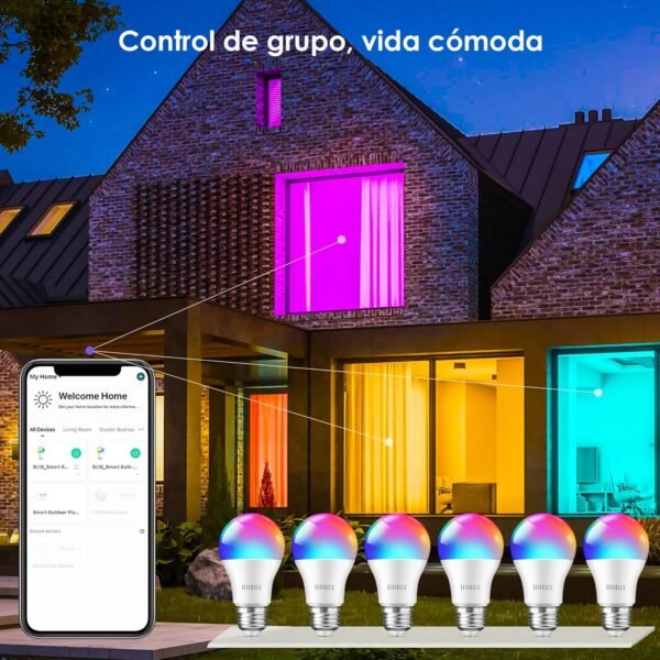 OHLUX Smart WiFi LED Light Bulbs Compatible with Alexa Google Home 900Lumen 100W Equivalent, RGBCW Multi-Color, 2700-6500k Dimmable,Voice Control 9W E26 A19 Color Changing Bulb-4PACK - Image 4