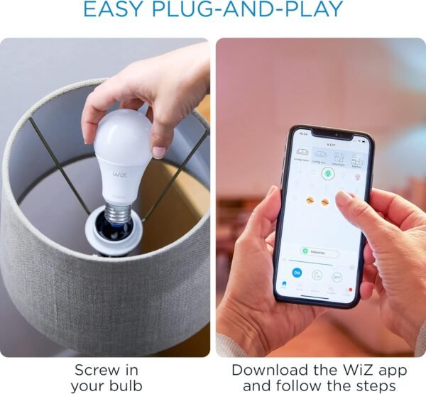 WiZ Connected 2-Pack Color 60W A19 Smart WiFi Light Bulb, 16 Million Colors, Compatible with Alexa and Google Home Assistant, No Hub Required - Image 8