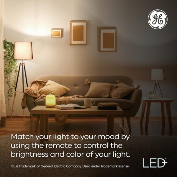 GE LED+ Color Changing LED Light Bulbs with Remote, No App or Wi-Fi Required, A19 Standard Bulbs (2 Pack) - Image 5