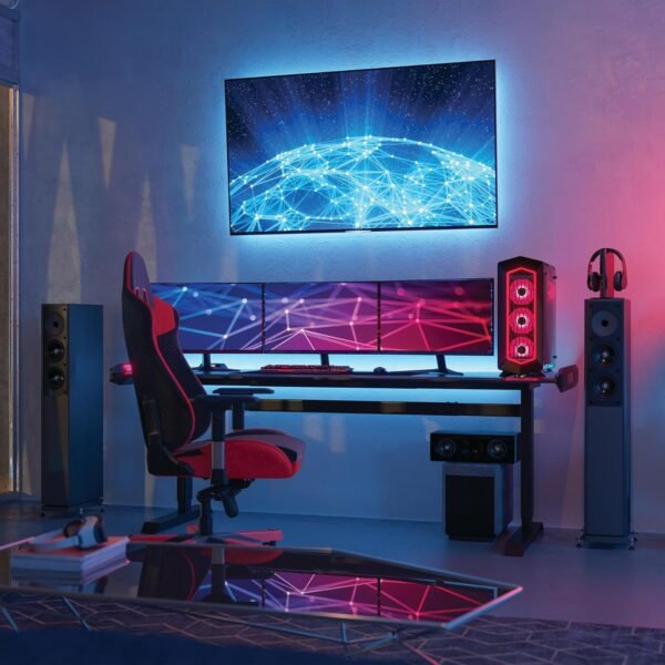Feit Electric Smart Light Strip 16FT, Ultrathin RGBW Color Chasing LED Light Strip, 2.4GHz Wi-Fi Enabled, Works with Alexa and Google Home Assistant, Remote Control, (0.4in x 192in) TAPE192/CHASE/AG - Image 9