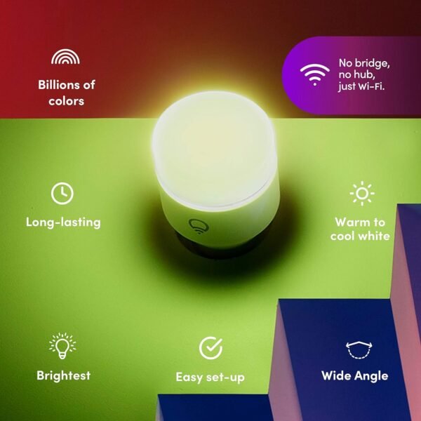 LIFX color, A19 1100 lumens, Wi-Fi Smart LED Light Bulb, Billions of colors and Whites, No bridge required, Works with Alexa, Hey Google, HomeKit and Siri multicolor (Pack of 2) - Image 2