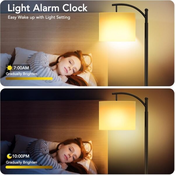 Floor Lamps with Matter Smart Light Bulb, RGB + Color Temperatures Bright Dimmable Smart Floor lamp, Living Room Standing Tall Industrial Floor Lamp (Beige Lampshade Included) -Black - Image 6