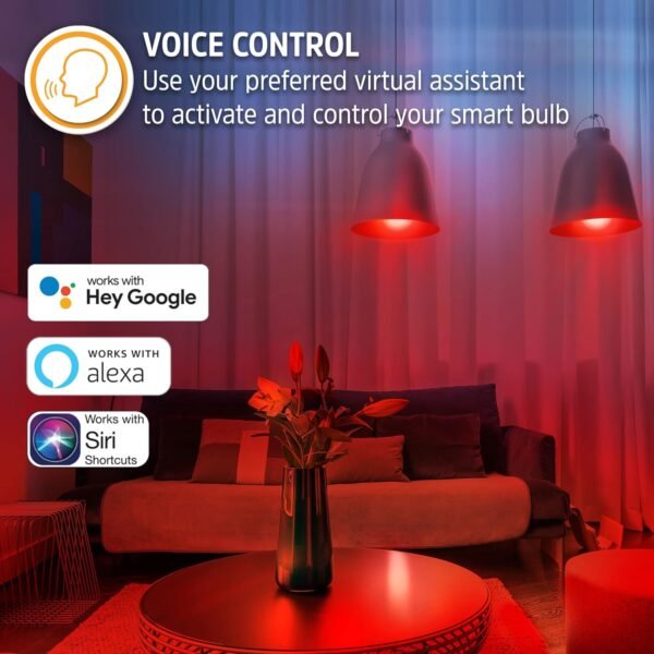 Energizer Connect Smart A19 LED White & Multi-Color RGB Light Bulb with Voice Control and Remote Access Through Your Smartphone | Compatible with Alexa and Google Assistant, 4 Pack - Image 4