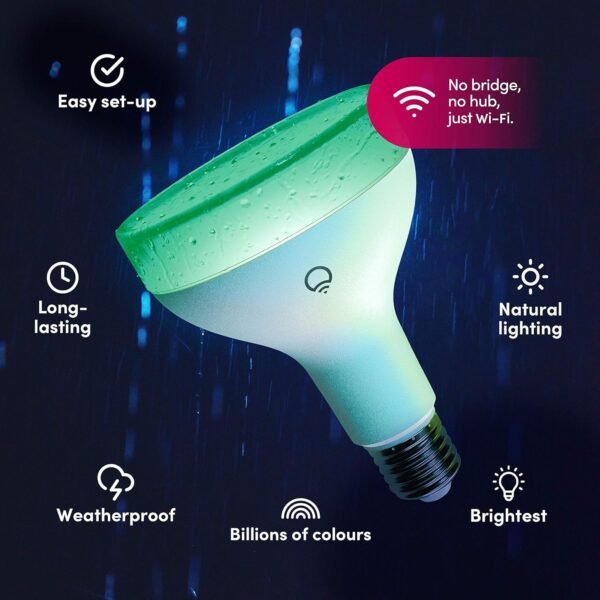 LIFX Color, 1100 lumens BR30 E26, 2.4GHz Wi-Fi Smart LED Light Bulb, Billions of Colors and Whites, No Bridge Required, Works with Alexa, Hey Google, HomeKit and Siri, Multicolor (Pack of 2) - Image 2
