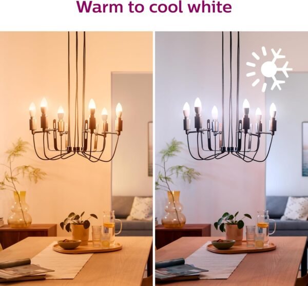 Philips 40-Watt Equivalent B12 LED Smart Wi-Fi Tuneable White Light Bulb Powered by WiZ with Bluetooth (4-Pack) - Image 4