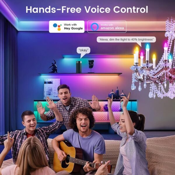 OHLUX 6 Pack E12 Smart Candelabra LED Light Bulbs, Color Changing Compatible with Google Alexa and Smart Life, 4W 40W Equivalent WiFi Candle Bulbs with Remote Control, Timer - Image 2
