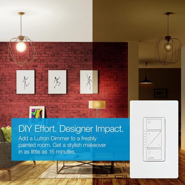 Lutron Caseta Smart Lighting Original Dimmer Switch, for Light Bulbs, Works w/ Alexa, Apple Homekit, Google Home (Hub Required), 150W Single-Pole/3-Way, No Neutral Required, PD-6WCL-WH, White - Image 10