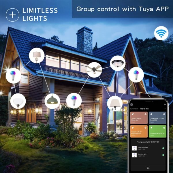 TJOY 6 Pack Smart Led Light Bulbs, WiFi Bulbs Work with Alexa&Google Home, RGB Color Changing Lights, Music Sync, A19 E26 9W (60W Equivalent),2700-6500K, 800LM, APP Control (2.4Ghz Only) - Image 6