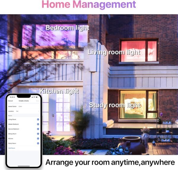 ORALUCE Smart Light Bulb Compatible with Alexa & Google Home, C37 E12 LED Light Bulb 40W Equivalent, 2.4GHz WiFi & Bluetooth Color Changing APP Dimmable, Multicolor LED Bulb 450 Lumens,2P - Image 6