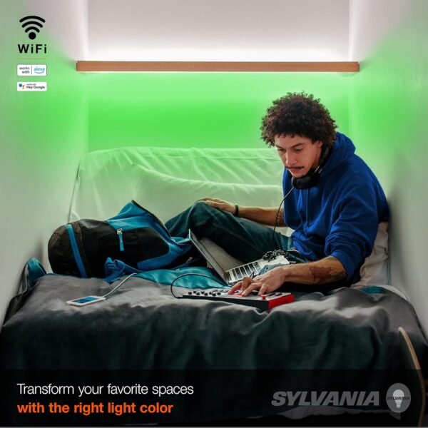 SYLVANIA Wifi LED Smart Strip Light Expansion Kit, 6.5ft, Indoor, Full Color & Adjustable White, Compatible with Alexa and Google Home Only - 1 Pack (75705) - Image 9