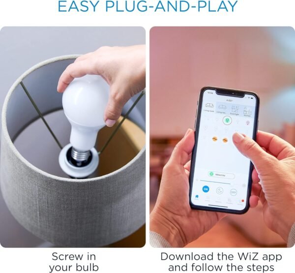 WiZ 100W Eq. (14.5W) A21 Daylight (5000K) LED Smart Bulb - Pack of 3-1600 Lumen- E26 - Indoor - Connects to Your Existing Wi-Fi - Control with Voice or App - Activate with Motion - Matter Compatible - Image 7
