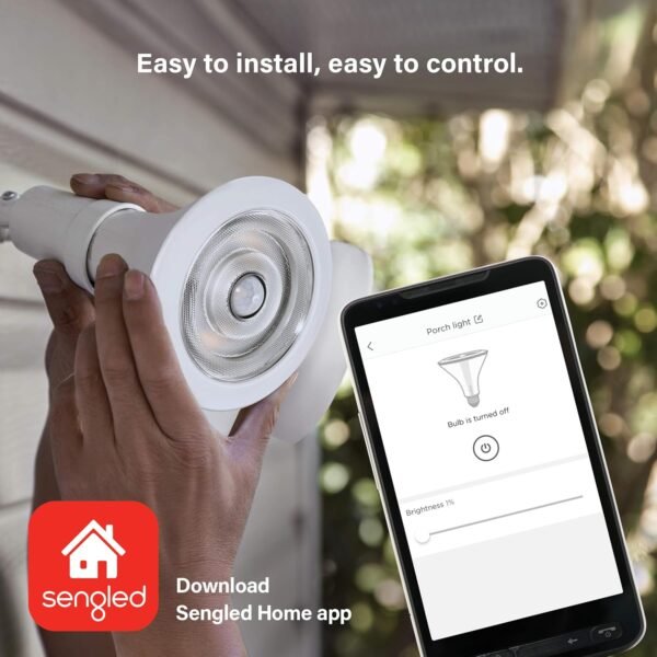 Sengled Smart Flood Light Bulbs work with SmartThings Hub, Echo 4th, Echo Plus, Alexa, Google, Zigbee Hub Required, PAR38 Led Bulb Motion Sensor Light Outdoor, Dusk to Dawn, 3000K, 1200LM, 1 Pack - Image 4