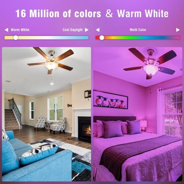 E17 Intermediate Base Smart Bulb, LED WiFi Light Bulb, Smart Light Bulb That Work with Alexa & Google Assistant, A15 Color Changing Light Bulb, No Hub Required, 40W Equivalent 500LM, 3-Pack - Image 4