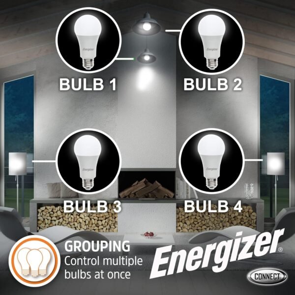 Energizer Connect Smart A19 LED White & Multi-Color RGB Light Bulb with Voice Control and Remote Access Through Your Smartphone | Compatible with Alexa and Google Assistant, 4 Pack - Image 3