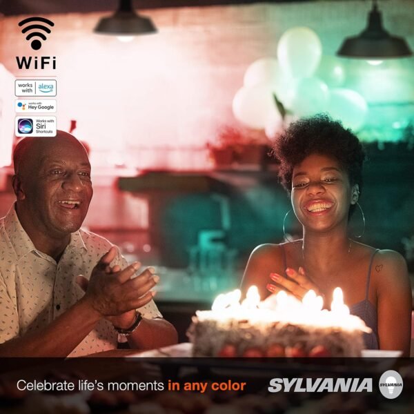 Sylvania WiFi LED Smart Light Bulb, 14.5W, Full Color and Tunable White A21, Dimmable, for Alexa, Siri Shortcuts, and Google Home Only - 1 Pack (75806) - Image 5