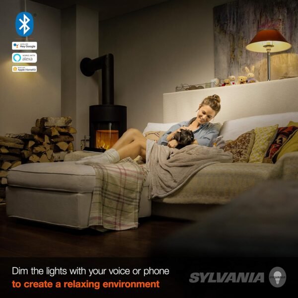 SYLVANIA SMART+ Bluetooth Soft White A19 LED Bulb, Compatible with Alexa, Apple HomeKit and Google Assistant, 1 pack - Image 7