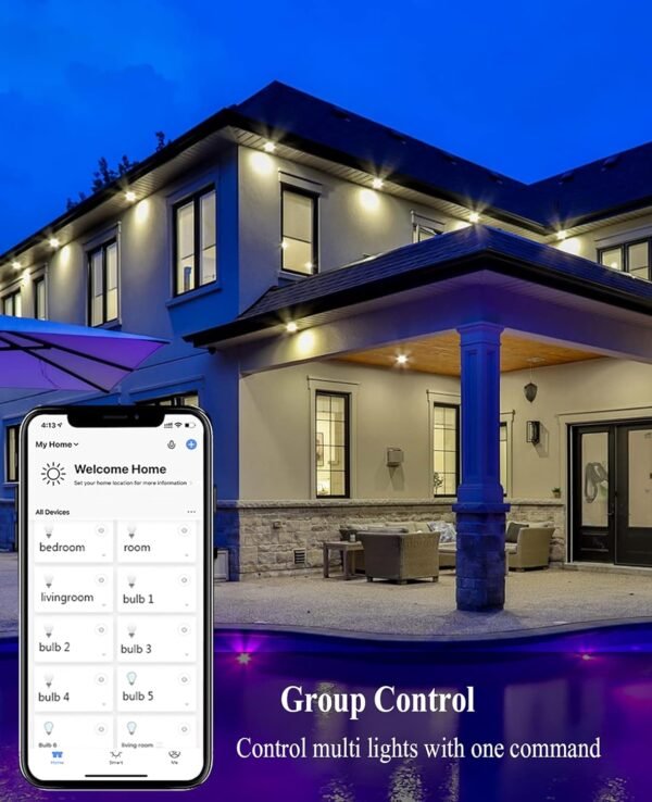 Smart E12 Base, Candelabra LED Bulbs Work with Alexa Google Home IFTTT, Dimmable and RGB Color Changing Tunable White Chandelier Light Bulbs (2.4 Ghz only) 8 Pack - Image 5
