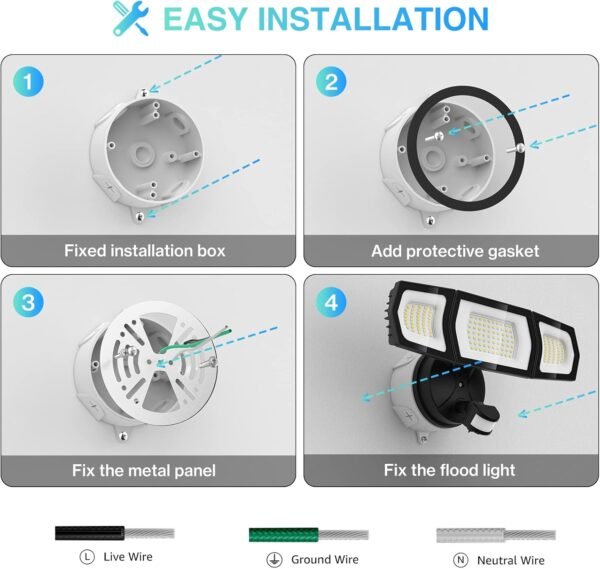 100W LED Flood Light Motion Sensor, 9000LM Motion ... - Image 6