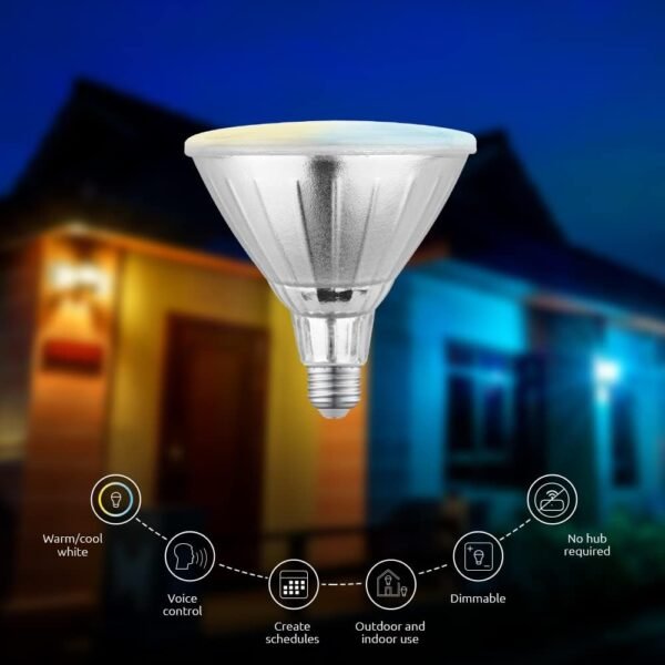 NEXXT PAR38/E26 10W Smart WiFi LED Light 80W Equivalent Voice Control Works with Alexa, Google Home, Siri, Echo Or App, No Hub Required, Dimmable, Tunable White - Single Pack WI-FI LED Flood Light - Image 3