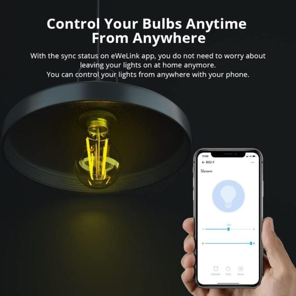 SONOFF B02-F-A19 Wi-Fi Smart LED Bulb, 7W, 2700K - 5000K Brightness Adjustable Color Temperature, APP Remote Control, Can Compatible with Alexa and Google Assistant(1 Pack) - Image 3