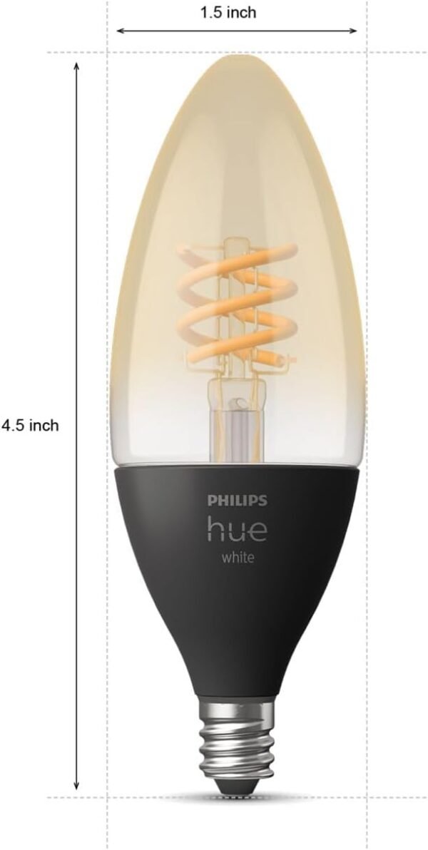 Philips Hue White Ambiance Filament E12 Candle Bulb Full Range of White Light, Compatible with Alexa, Google Assistant, and Apple HomeKit, Black - Image 2