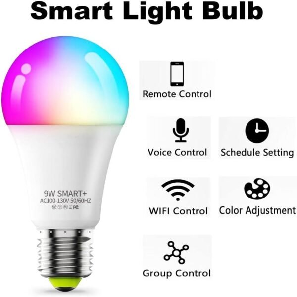 Smart Light Bulb KL110, WiFi LED Magic Home Smart Light Bulb APP Work with Alexa & Google Assistant, E26 A19 Dimmable, 2.4Ghz, No Hub Required, 800LM Soft White 2700K, 9W Colorful Changing Lamp - Image 3
