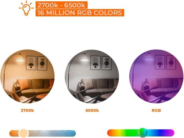 Smart Light Bulbs, A19 Multicolor LED, 2.4Ghz WiFi, 800 Lumens, Compatible with Alexa & Google Home, Music Sync, No Hub Needed, 4 Pack - Image 3