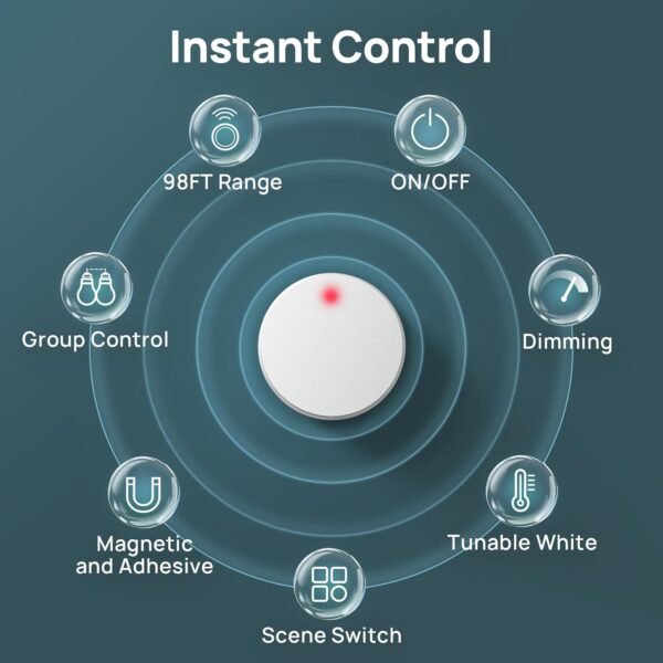 Linkind Smart Button - Bluetooth Light Switch, AI-Dot Smart Bulb Dimmer Switch, Wire-Free, 98FT RF Range, 1 Pack - Image 6