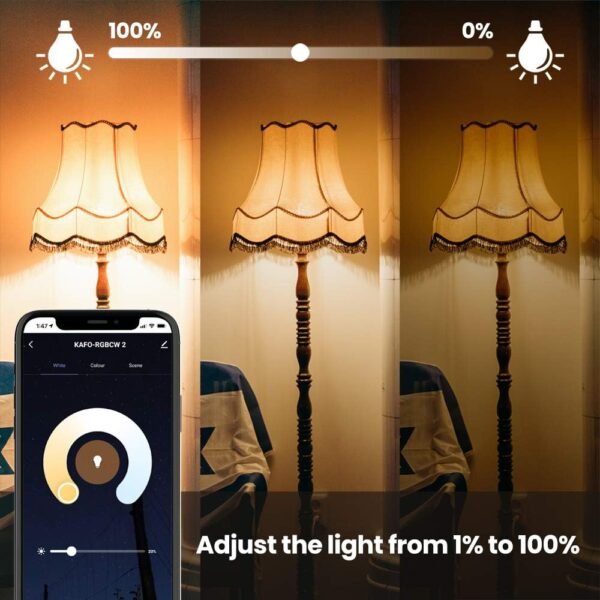 Smart Light Bulb LED E26 BR30 Screw Bulb, Compatible with Alexa, Google Home, WiFi Color Changing RGB+CW 8W Dimmable Multicolor, No Hub Required, 4 Pack, Only for 2.4GHz - Image 3