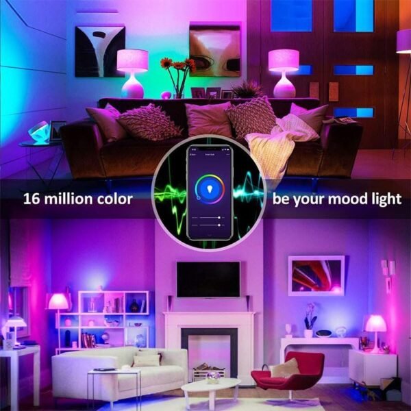 Matter E27 Smart Bulb Works with Apple Homekit, Alexa, Google Home, RGBCW, Dimmable Voice Control, 9W - Image 4