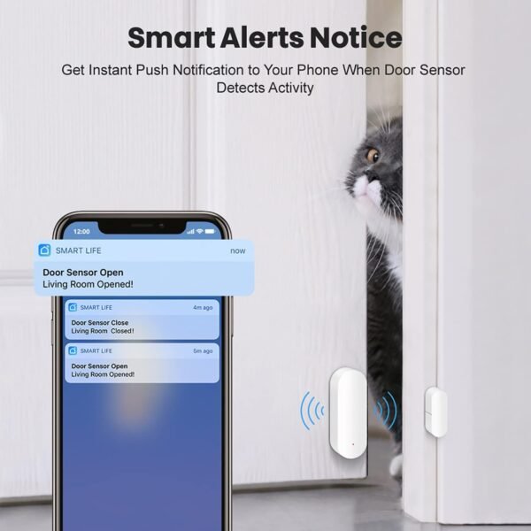 WiFi Door Sensor: Smart Door Open/Closed Detectors, Wireless Window Sensor with App Notification Alert, Contact Sensor for Home Security, Compatible with Alexa Google Assistant (2pack) - Image 2