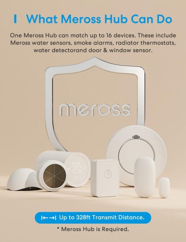 Meross Smart WiFi Door & Window Sensor Kit, Support Apple HomeKit, Alexa, SmartThings, Mini Wireless Detector Burglar Alert, 328ft Range, Home Automation for Security & Kid Safety, Meross Hub Included - Image 9