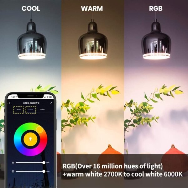 Smart Light Bulb LED E26 BR30 Screw Bulb, Compatible with Alexa, Google Home, WiFi Color Changing RGB+CW 8W Dimmable Multicolor, No Hub Required, 4 Pack, Only for 2.4GHz - Image 2