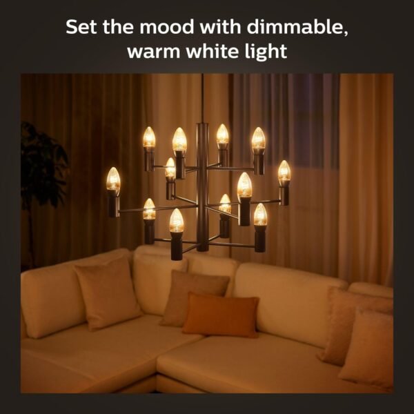 Philips Hue White Ambiance Filament E12 Candle Bulb Full Range of White Light, Compatible with Alexa, Google Assistant, and Apple HomeKit, Black - Image 6