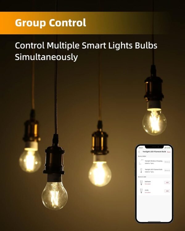 YEELIGHT Smart LED Edison Bulb, Edison Light Bulb, E26 Dimmable Filament Light Bulbs, LED Smart Vintage Edison Bulb, Compatible with HomeKit, Alexa & Google Home, Smartthing, Amber Warm 2700K, 700lm - Image 5