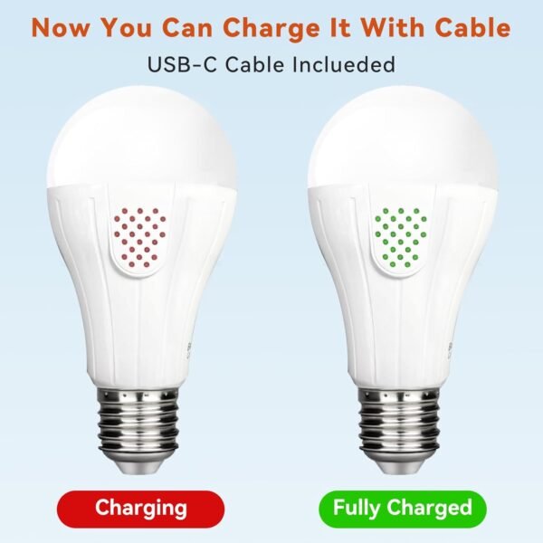 Neporal MagicGlow Rechargeable Light Bulbs with Remote, 3 Colors Shift + Dimmable Battery Powered Light Bulbs, USB Rechargeable, A19 Standard Emergency LED Light Bulbs, 15W, Up to 24 Hours, 2 Pack - Image 3