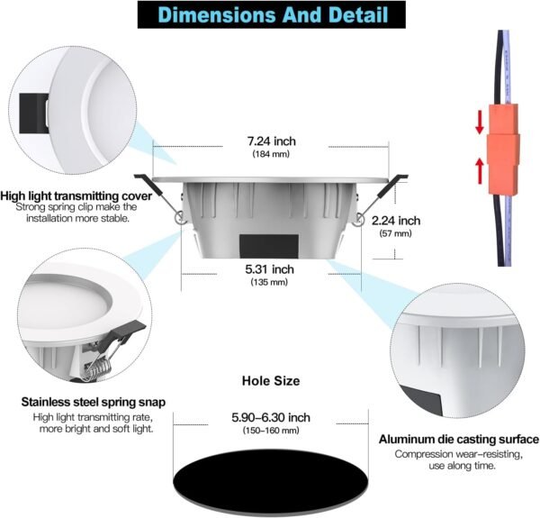 Smart Recessed Light 6Inch, WiFi & Bluetooth Downlight, APP Control, Dimmable, RGBCW, Color Changing Retrofit LED Can Light, Smart Home Lighting Compatible with Alexa Google Assistant 4Pack - Image 2