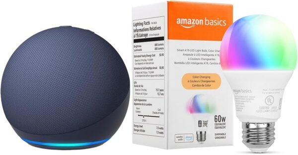 Echo Dot with Amazon Basics Smart Color Bulb - Image 2