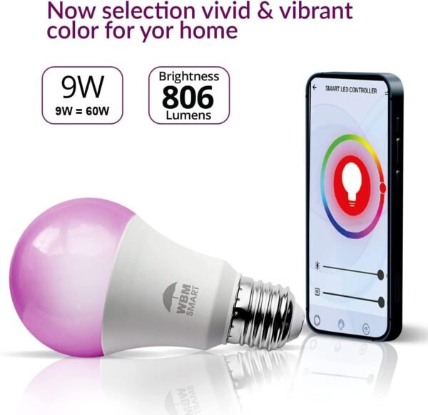 Himalayan Glow LED Light Bulb, RGB Color Changing & Dimmable, 9.5 Watts WiFi Control Multicolor Bulb, Compatible with Alexa, Google Home & Mobile App, Best for Home Décor - 2 Counts - Image 4