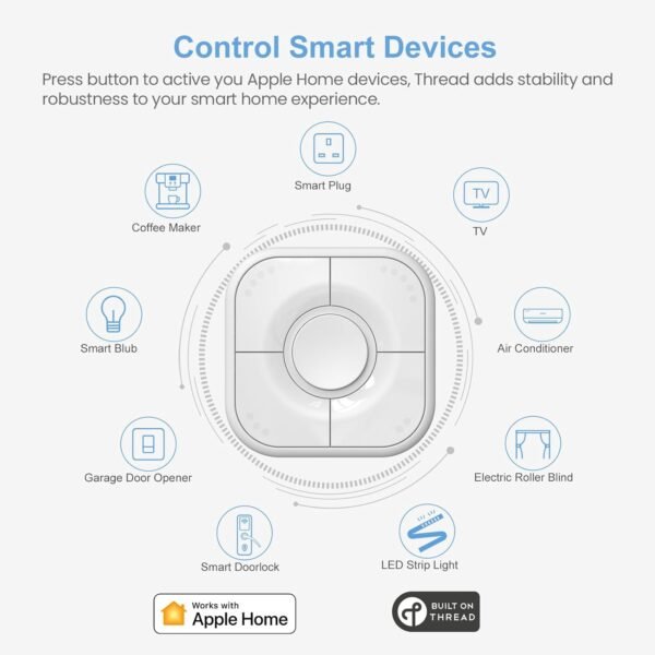 Smart Button, 5-Keys Smart Switch, Scene Controller, Compatible with Apple HomeKit, Automatically Trigger Accessories & Scenes-Thread (iOS 17.4 or Later is Required) - Image 2