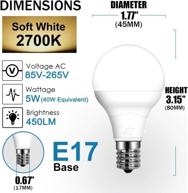 ILC E17 LED Light Bulbs (40w Equivalent) 5W, Color Changing RGB, 2700K Warm White, 12 Colors 2 Modes Timing with Remote Control (4 Pack) - Image 6