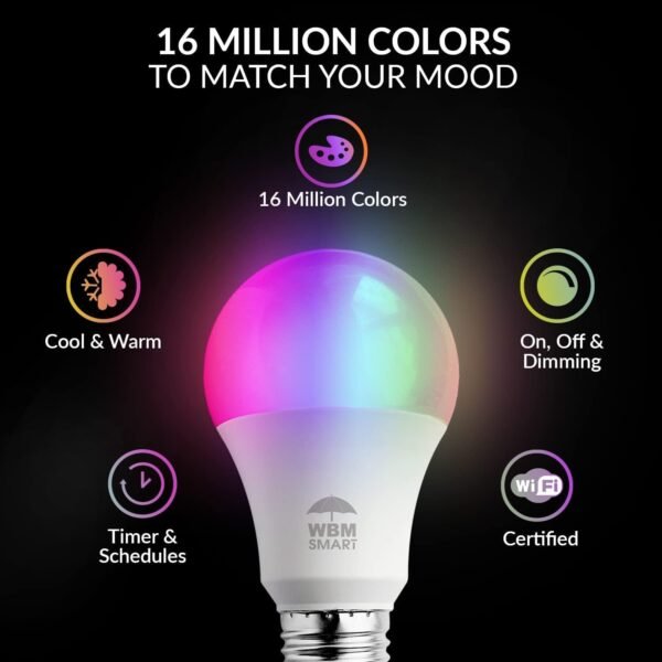 Himalayan Glow LED Light Bulb, RGB Color Changing & Dimmable, 9.5 Watts WiFi Control Multicolor Bulb, Compatible with Alexa, Google Home & Mobile App, Best for Home Décor - 2 Counts - Image 6